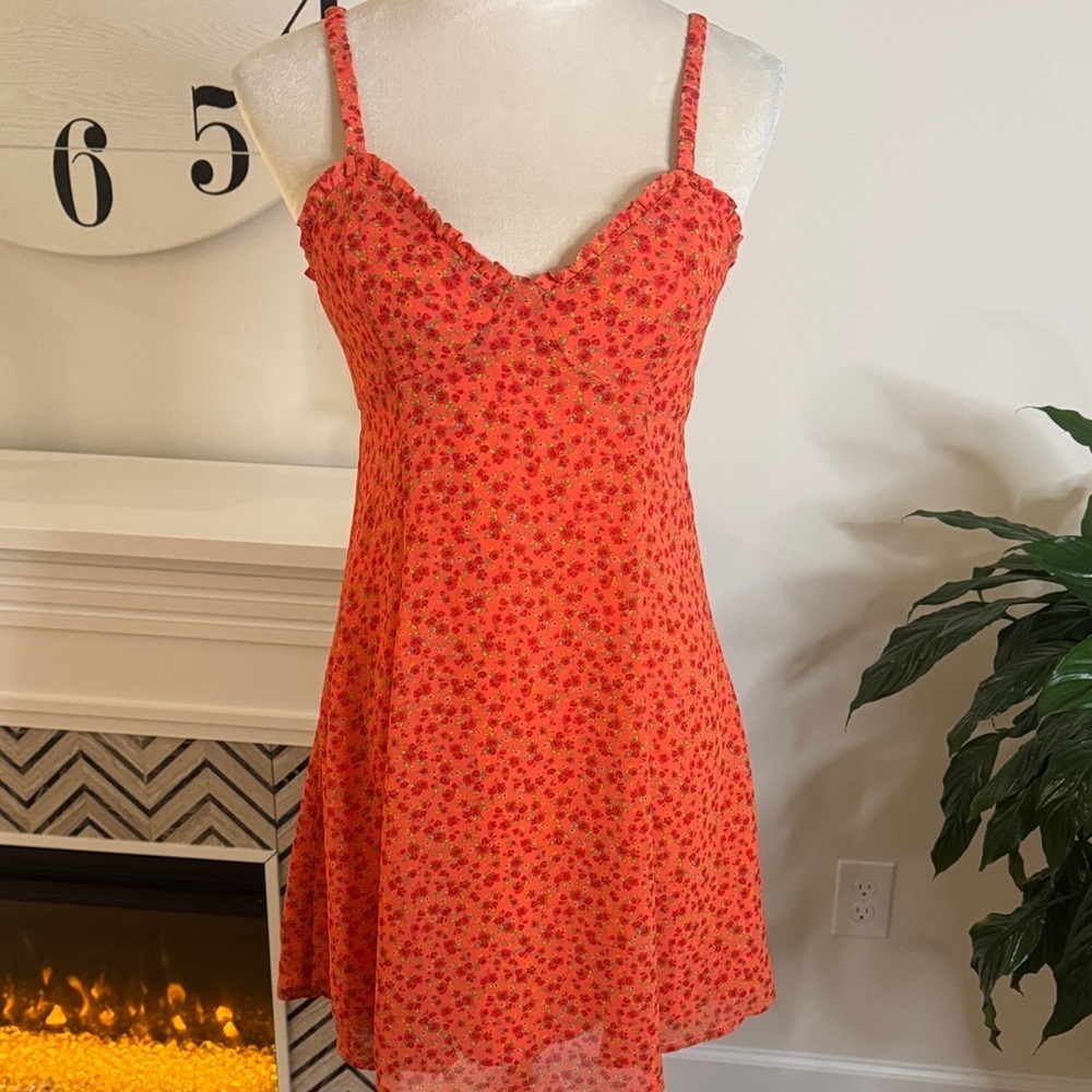 wild fable orange floral mini dress